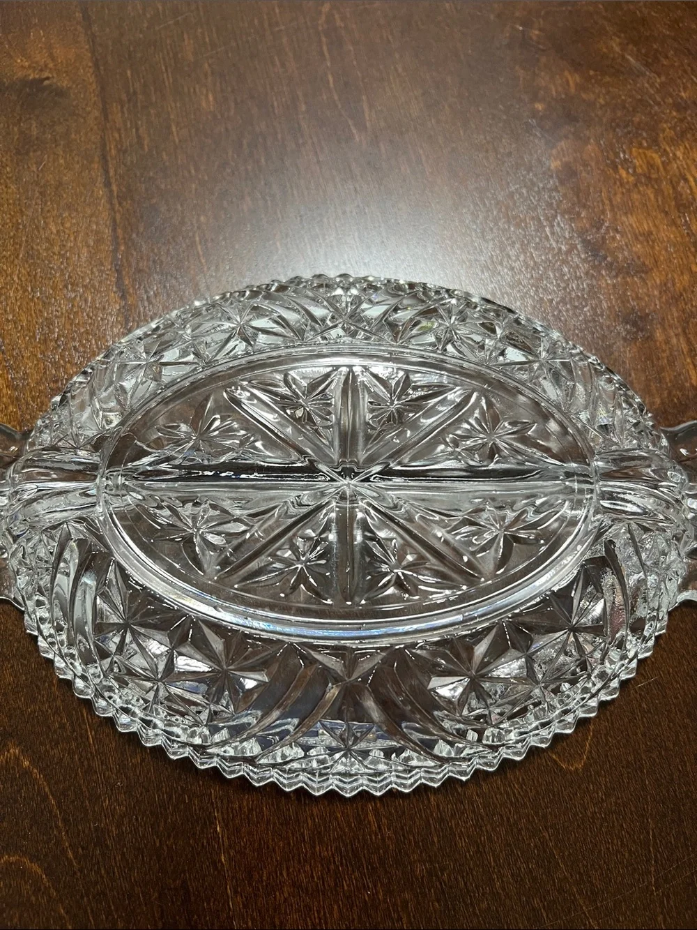Vintage Pressed Glass Divided Serving Dish - Clear